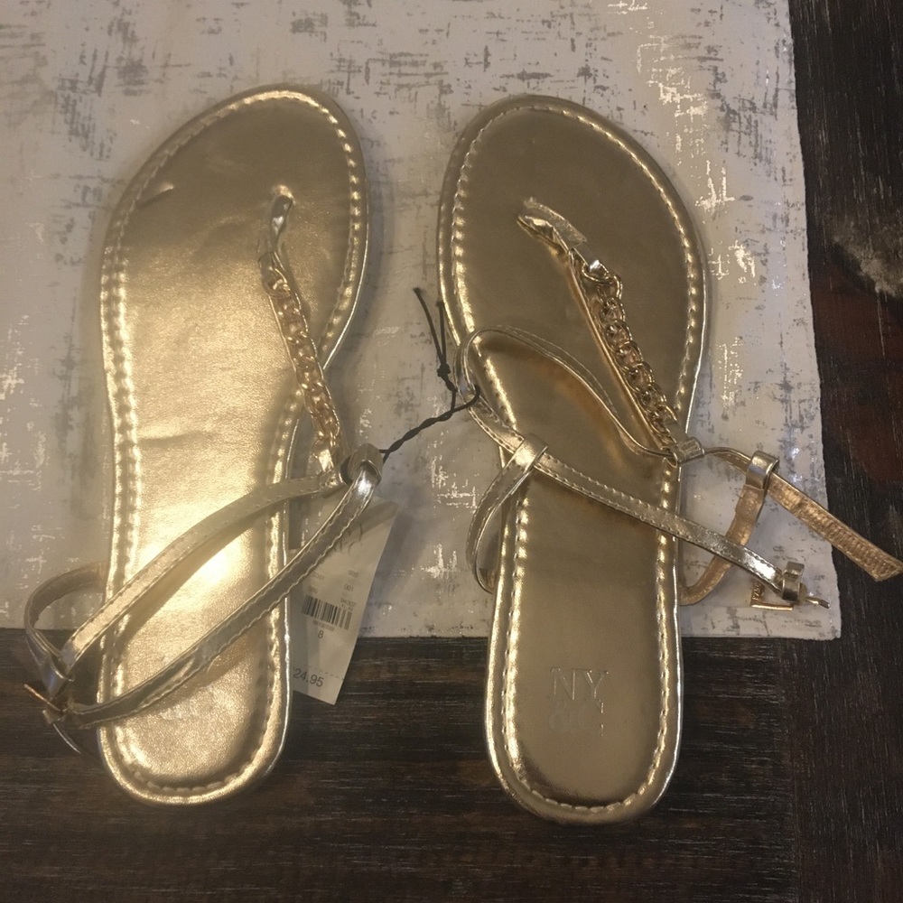 NWT NY&C Gold Sandals size 8